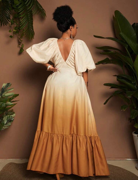 Brownie V-Neck Sun Dress