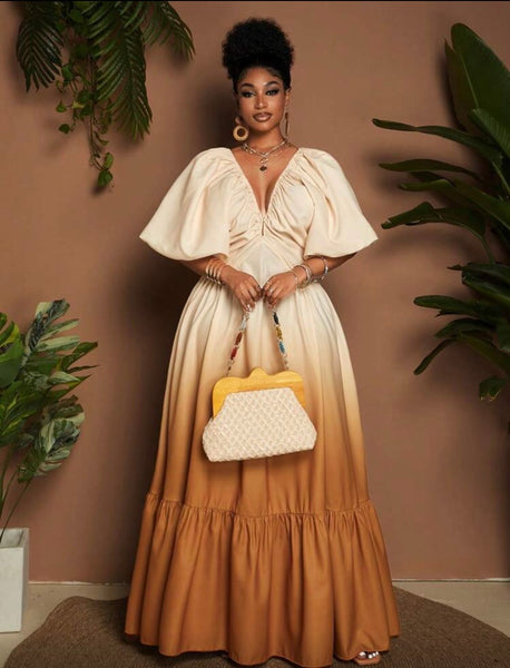 Brownie V-Neck Sun Dress