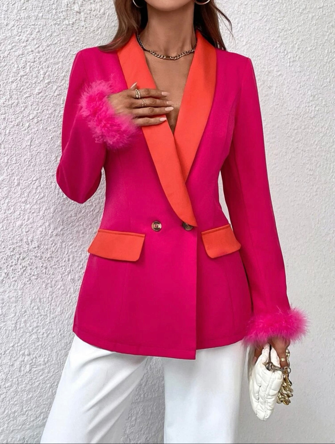 Lontures Colorblock Fuz Cuff Blazer