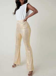 Sequin Flare Leg Pants