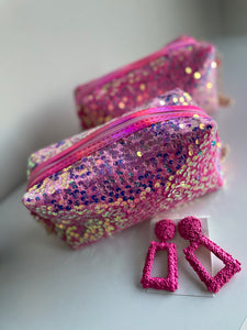 Pinky Sequin Bag With Chain