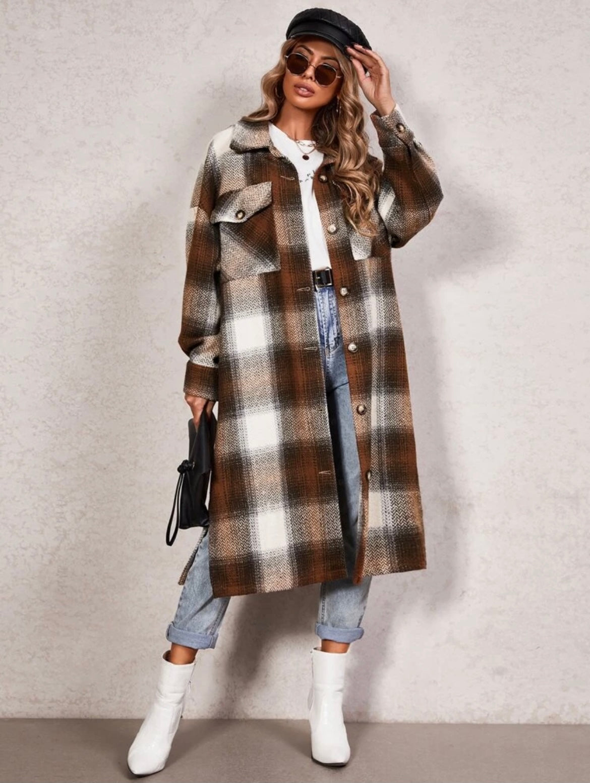 Lon’tures Plaid Overcoat