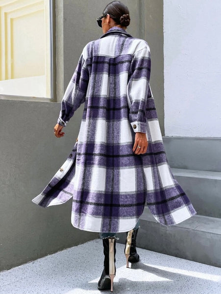 Purple Plaid Overcoat